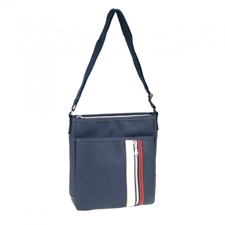 [CUBIC CORE キュービックコア]  ラインショルダーバッグ 合皮 かっこいい メンズ 男女兼用 アンティーク 紺 ネイビー 1871