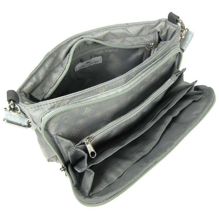 [ANNA CRISTINA アンナクリスティーナ]  モノグラム ウォレットショルダー バッグ |多機能 2WAY バッグインバッグ ポケット充実 お出かけ 通院 レディース 灰 グレー 4A38