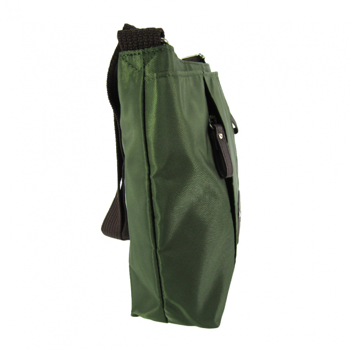 [Sofia Valentino ソフィアバレンチノ] 縦ファスナー ポケット付 ショルダーバッグ｜レディース 多機能 ななめ掛け カーキ 4874