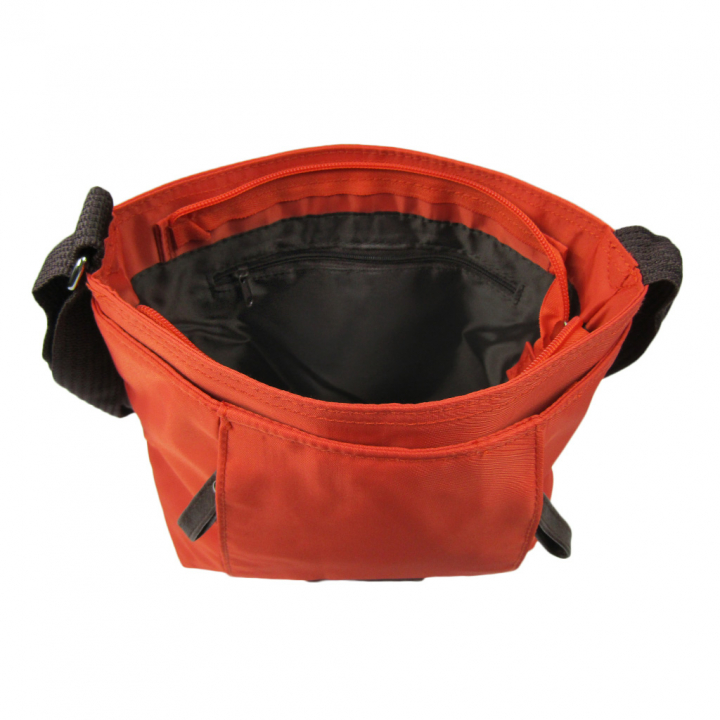 [Sofia Valentino ソフィアバレンチノ] 縦ファスナー ポケット付 ショルダーバッグ｜レディース 多機能 ななめ掛け オレンジ 4874