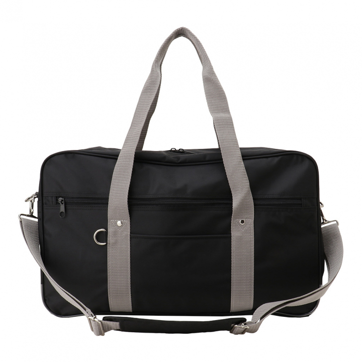 [A.O.T エーオーティー]  A4対応 2WAY スクールバッグ スクバ ファスナー ナイロン 男女兼用 学校 通学かばん 学生 生徒 バッグ 黒×灰 ブラック×グレー 3308