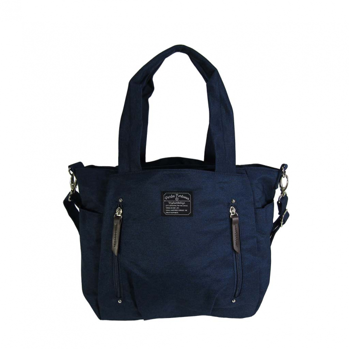 11ポケット 2WAY ショルダーバッグ| レディース 軽量 トートバッグ ななめ掛け 女性 大人 多機能 サブバッグ 買い物 レジャー デイリー シンプル 無地 紺 ネイビー 4509