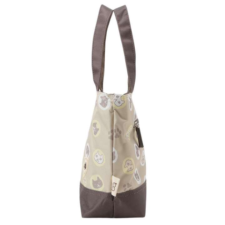  [mama fiore マーマフィオーレ] Picoteeシリーズ ピコティ 保温保冷 ランチバッグ 保冷バッグ | おしゃれ 可愛い サブバッグ 軽量 レディース キッズ 弁当袋 ミニ トートバッグ 4L 便利 ネコドット／ベージュ