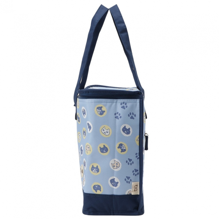  [mama fiore マーマフィオーレ] Picoteeシリーズ ピコティ BOX型 保温保冷トートバッグ 4WA1 | レジャー ネコ柄 猫 かわいい キャラクター 軽量 レディース トートバッグ 猫グッズ 便利 お買い物 ドット ブルー