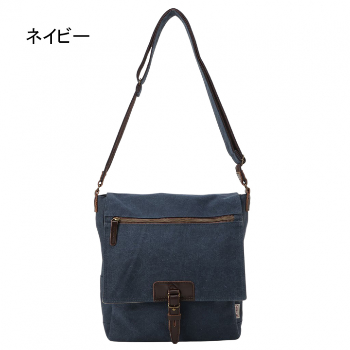  帆布工房 ヴィンテージIIシリーズ ショルダーバッグ 全4色 | 帆布 本革 ショルダーバック レディース メンズ ユニセックス 男女兼用 ムラ染め 斜め掛け 斜めがけ サブ サブバッグ サブバック お出かけ 旅行 通勤 通学カジュアル A4 00ネイビー
