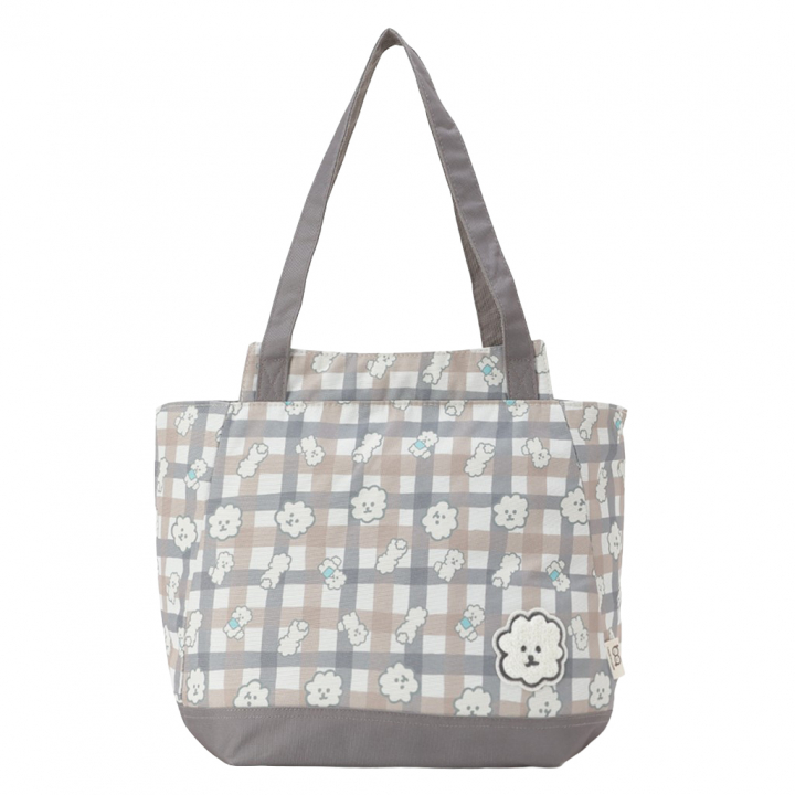 保冷バッグ トートバッグ 4WH8 [mama fiore マーマフィオーレ] Picoteeシリーズ ピコティ 保温保冷 もふもふ 犬 チェック柄 大容量 レジャー レディース ブラウン