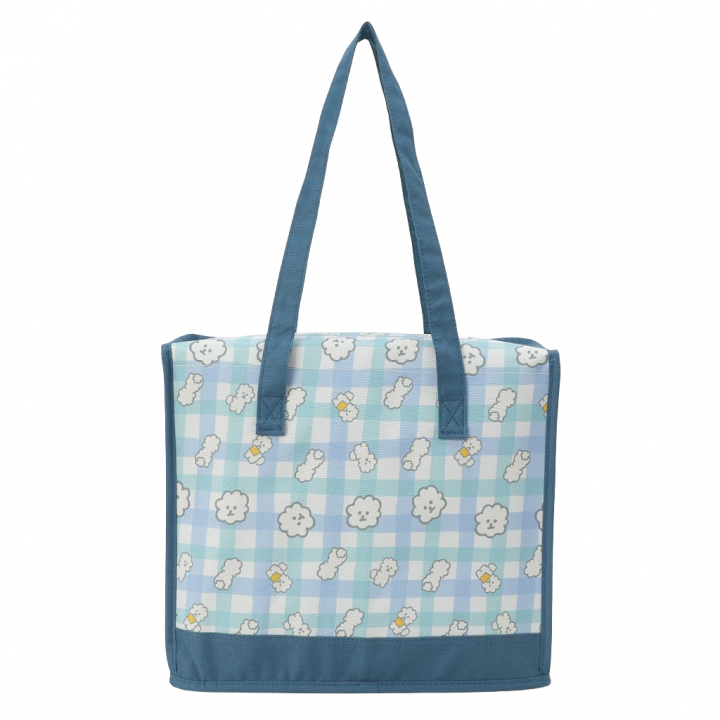  [mama fiore マーマフィオーレ] Picoteeシリーズ ピコティ BOX型 保温 保冷 トートバッグ 4WH6 保冷バッグ ボックス型 もふもふ 犬 チェック柄 かわいい レジャー レディース グリーン