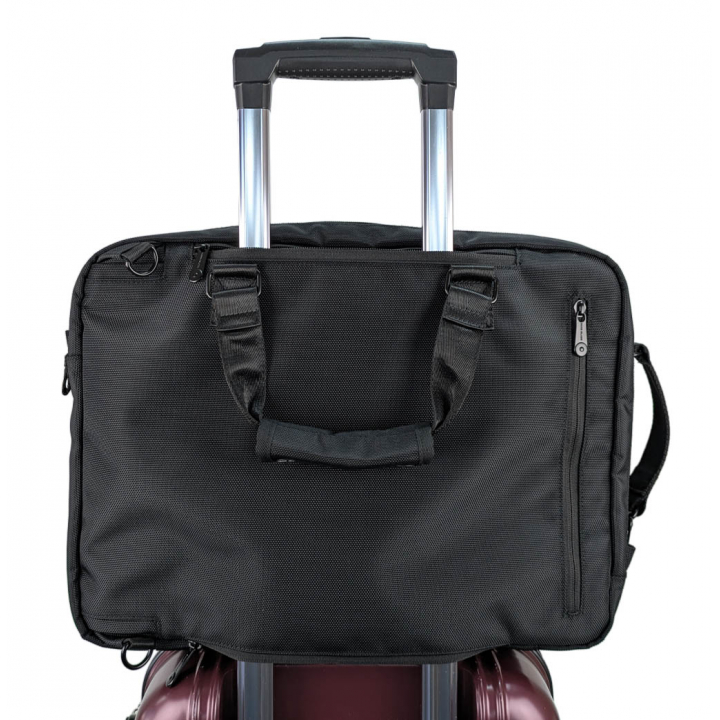 SANDGLASS｜キャリーオン機能 B4対応 2層ビジネスバッグ 大容量 多機能 撥水 リュック 手持ち ビジネスリュック PC タブレット収納 出張 サンドグラス ブラック 3G01