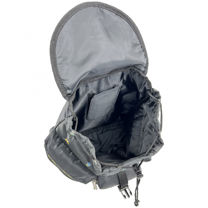 [Sofia Valentino ソフィアバレンチノ] 小花柄 刺繍 3ポケットリュック | ボンディング素材 軽量 リュックサック 収納力抜群 かわいい レディース 花柄 黒 ブラック 4797