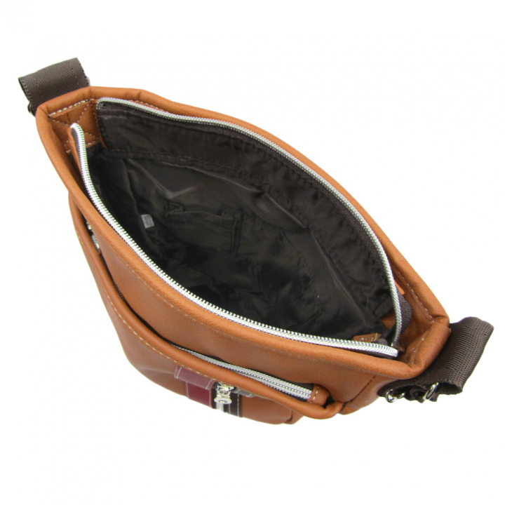 [CUBIC CORE キュービックコア]  ラインショルダーバッグ 合皮 かっこいい メンズ 男女兼用 アンティーク 茶　ブラウン 1871