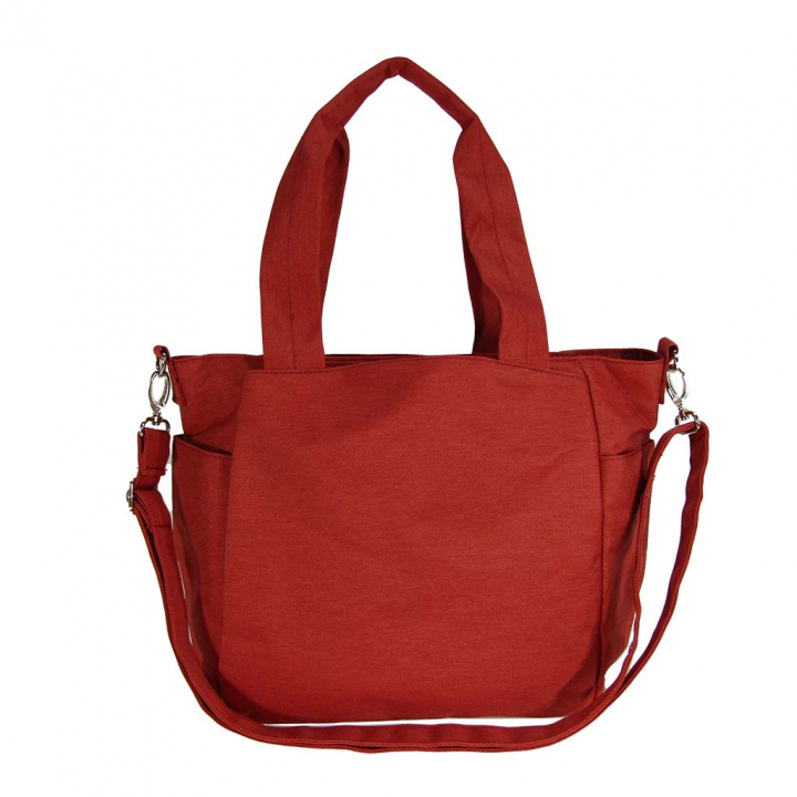 11ポケット 2WAY ショルダーバッグ| レディース 軽量 トートバッグ ななめ掛け 女性 大人 多機能 サブバッグ 買い物 レジャー デイリー シンプル 無地 赤 オレンジレッド 4509