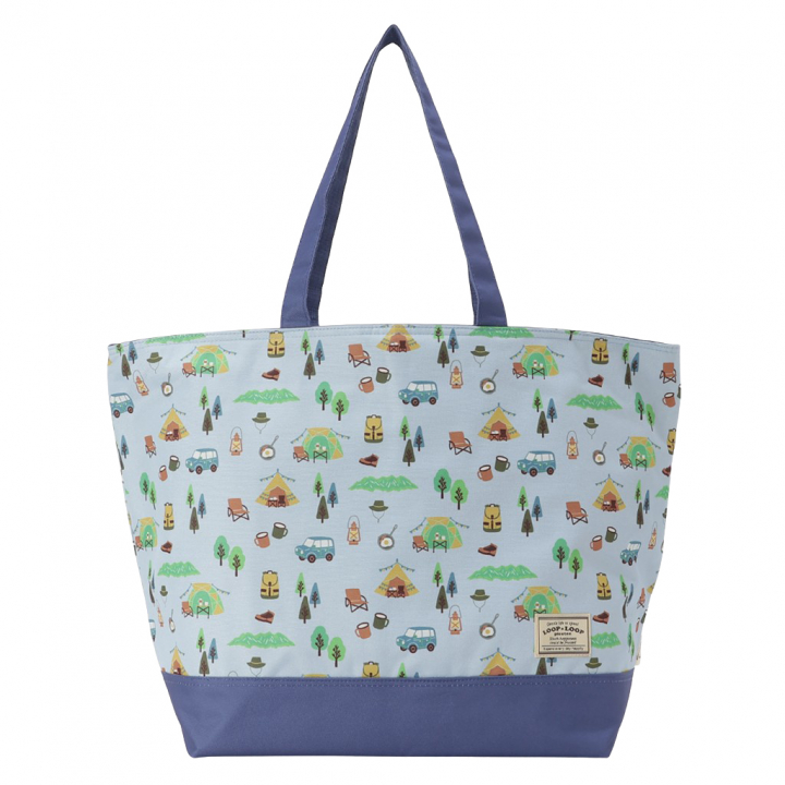 保冷バッグ トートバッグ 4WJ2 [mama fiore マーマフィオーレ] Picoteeシリーズ ピコティ 保温保冷 OUTDOOR柄 大容量 レジャー キャンプ レディース ブルー