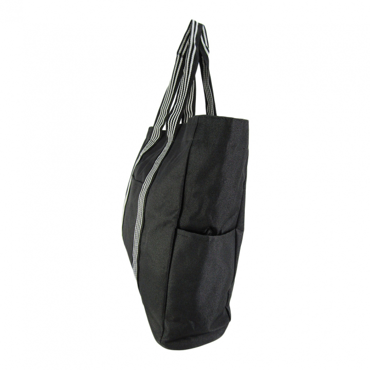 ファスナー付 ビッグ ラインベルト トートバッグ 全4色 |  A3 対応 肩掛け カジュアル 大きい お稽古 レッスンバッグ 軽量  男女兼用 マチ付き シンプル 黒 ブラック 3W57