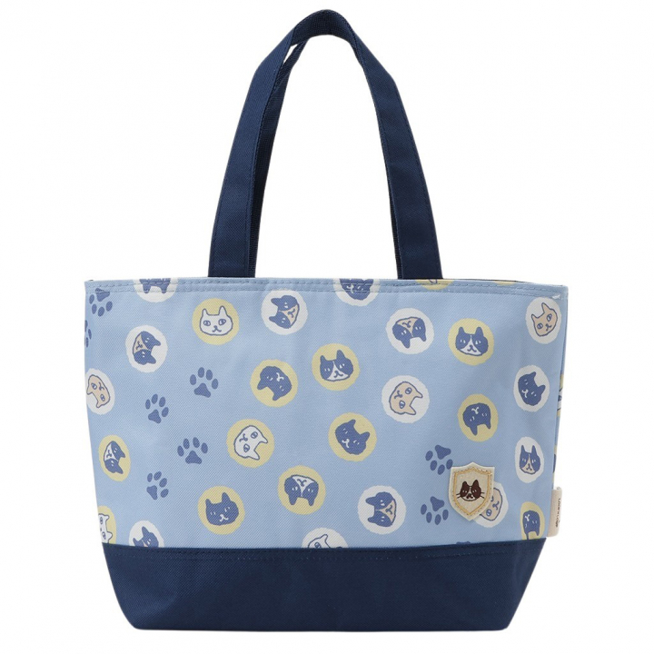  [mama fiore マーマフィオーレ] Picoteeシリーズ ピコティ 保温保冷 ランチバッグ 保冷バッグ | おしゃれ 可愛い サブバッグ 軽量 レディース キッズ 弁当袋 ミニ トートバッグ 4L 便利 ネコドット／ブルー