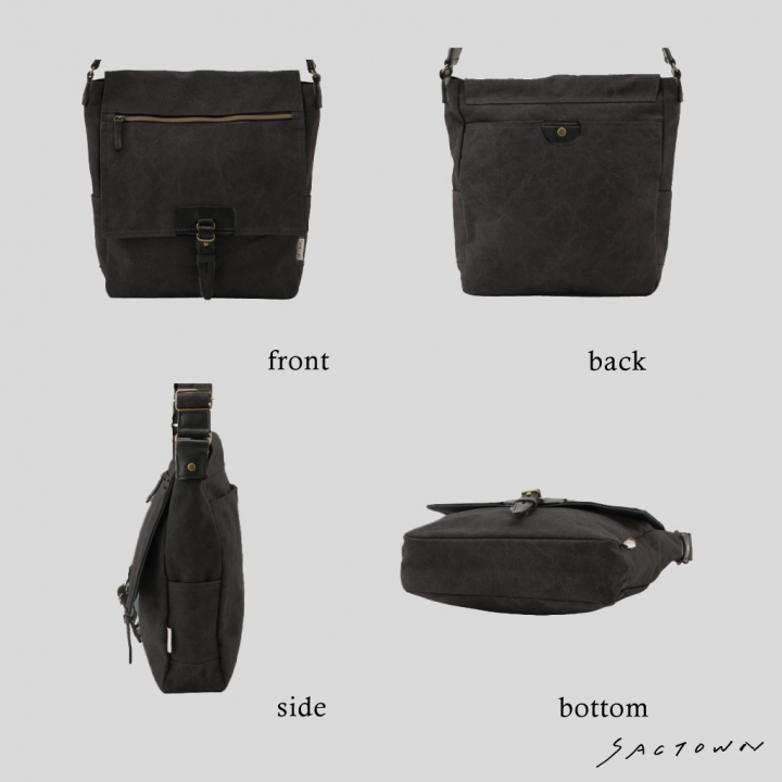  帆布工房 ヴィンテージIIシリーズ ショルダーバッグ 全4色 | 帆布 本革 ショルダーバック レディース メンズ ユニセックス 男女兼用 ムラ染め 斜め掛け 斜めがけ サブ サブバッグ サブバック お出かけ 旅行 通勤 通学カジュアル A4 00ネイビー