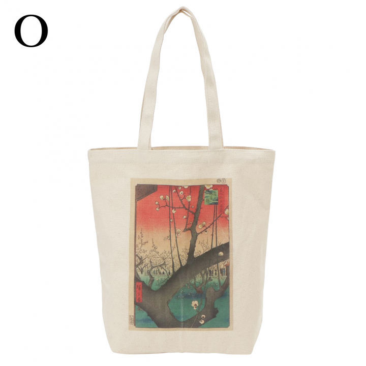 [Palette Pop パレットポップ] 和柄 帆布 トートバッグ [ O 名所江戸百景 亀戸梅屋舗 / 歌川広重 ]  浮世絵 A4 男女兼用 エコバッグ 9084-14