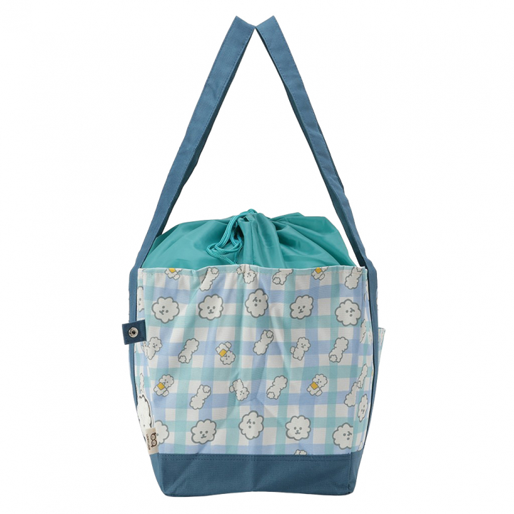 保温保冷 レジかごバッグ 4WH9 [mama fiore マーマフィオーレ] Picoteeシリーズ ピコティ 保温保冷 もふもふ犬 チェック レジカゴバッグ トートバッグ 買物 レディース グリーン