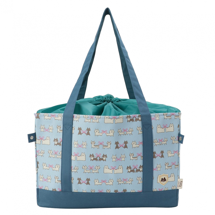 レジかごバッグ 4WG9 [mama fiore マーマフィオーレ] Picoteeシリーズ ピコティ 保温保冷 ねこ柄 ネコ柄 コンパクトレジカゴバッグ トートバッグ 買物 レディース グリーン