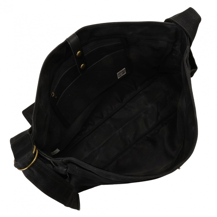 帆布工房 HUSKYII  シリーズ 全３色 | B4対応 帆布ショルダーバッグ パラフィン加工 撥水 天然素材 帆布 キャンバス 旅行 通学 男女兼用 タブレット 黒 ブラック 3X27