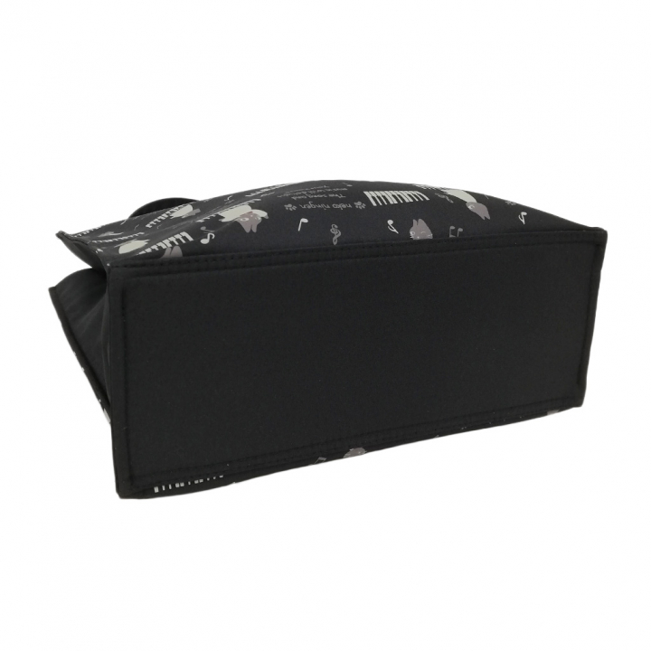 [nekoningen ネコ人間] 猫好き必見♪ 縦型 手提げバッグ | かわいい 猫柄 軽量 手提げ トートバッグ A4対応 黒 ブラック 4M34