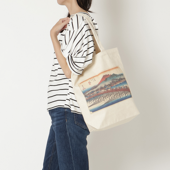 トートバッグ 9084 [Palette Pop パレットポップ] 浮世絵 錦絵 和風 名画 葛飾北斎 歌川広重 東洲斎写楽 一楽亭栄水 喜多川歌麿 楊洲周延 A4 帆布 男女兼用 メンズ レディース エコバッグ 買い物バッグ I 東海道五拾三次之内京師三条大橋
