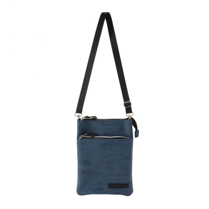 [CUBIC CORE キュービックコア] サコッシュ ショルダーバッグ 軽量 ショルダー 斜めがけ シンプル くすみカラー 薄マチ 収納力 大容量 紺 ネイビー 1E31