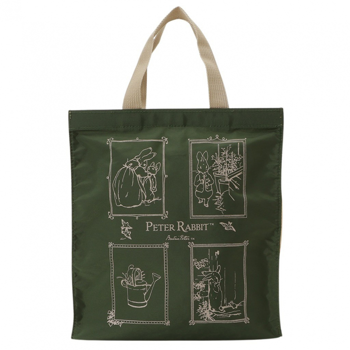 スクエアトートバッグ (S) 0646-03 [PETER RABBIT(TM) ピーターラビット(TM)] 軽量 B5 買い物 底板付き スクエア型 サブバッグ お稽古 うさぎ トートバッグ