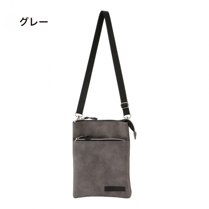 [CUBIC CORE キュービックコア] サコッシュ ショルダーバッグ 軽量 ショルダー 斜めがけ シンプル くすみカラー 薄マチ 収納力 大容量 灰色 グレー 1E31