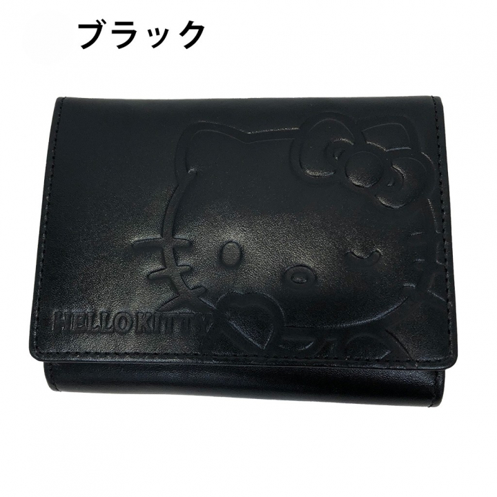  [HELLO KITTY ハローキティ] 本革 二つ折り財布| シンプル レザー 財布 レディース コンパクト ウォレット 茶 ブラウン 9H76