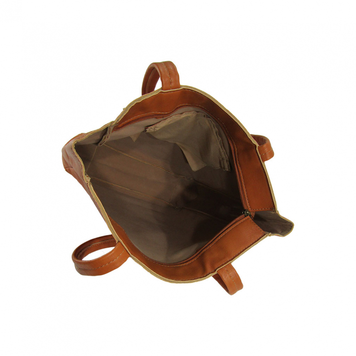 [O.F.S オーエフエス] A4対応 ファスナー付 シンプル トートバッグ | 合皮 マチあり 無地 肩掛け 通勤 通学 男女兼用 サブバッグ 橙 オレンジ 4T08