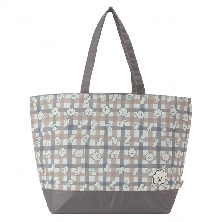 保冷バッグ トートバッグ 4WH7 [mama fiore マーマフィオーレ] Picoteeシリーズ ピコティ 保温保冷 もふもふ 犬 チェック柄 大容量 レジャー レディース ブラウン