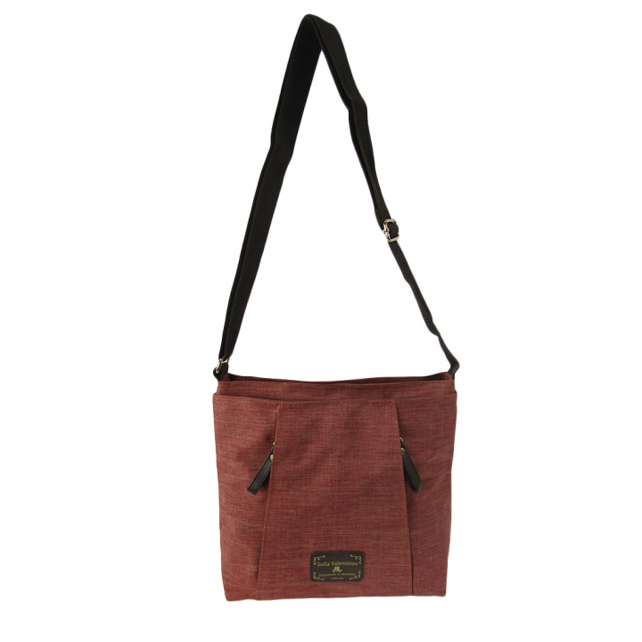 [Sofia Valentino ソフィアバレンチノ] 縦ファスナー ポケット付 軽量  ショルダーバッグ | レディース サコッシュ 多機能 ななめ掛け 橙 オレンジ 4902