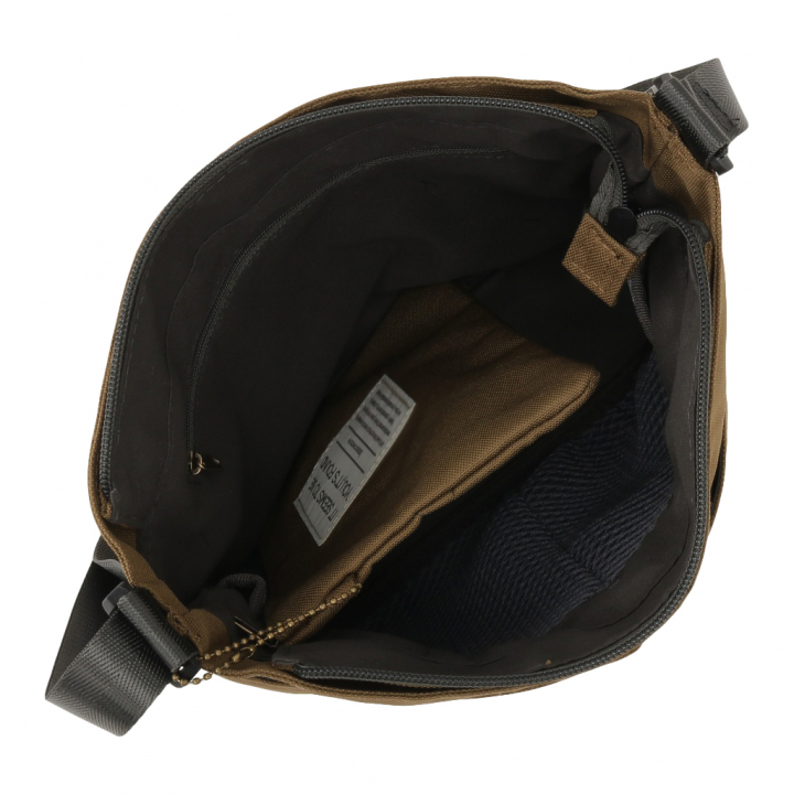 [ONE MILEシリーズ] ポーチ付き♪ 縦型 ショルダーバッグ | 軽量 ポケット充実 ファスナー開閉 男女兼用 シンプル 茶 ブラウン 4X48