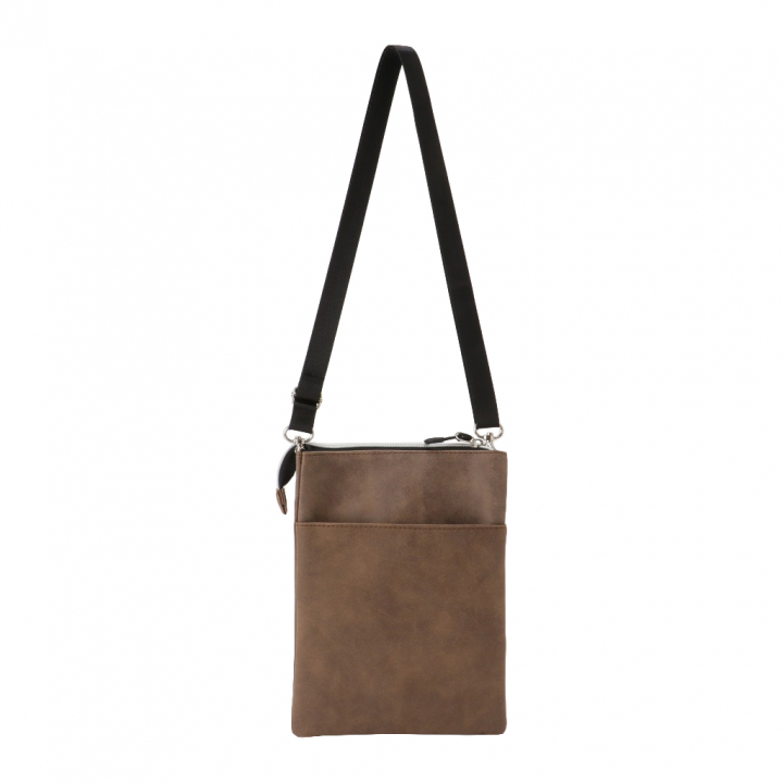 [CUBIC CORE キュービックコア] サコッシュ ショルダーバッグ 軽量 ショルダー 斜めがけ シンプル くすみカラー 薄マチ 収納力 大容量 茶 ブラウン 1E31