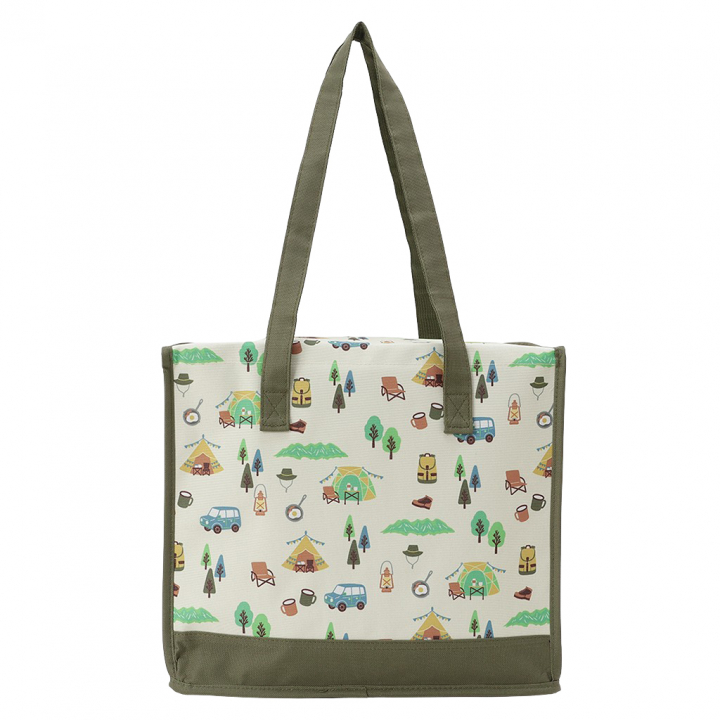  [mama fiore マーマフィオーレ] Picoteeシリーズ ピコティ BOX型 保温 保冷 トートバッグ 4WJ1 保冷バッグ ボックス型 OUTDOOR柄 レジャー キャンプ 買物 レディース カーキ