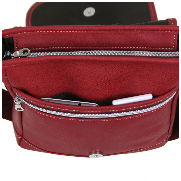 [CUBIC CORE キュービックコア] 縦型 フラップ ショルダーバッグ 合皮 軽量 ファスナー メンズ  赤　レッド 1870