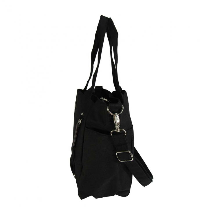 11ポケット 2WAY ショルダーバッグ| レディース 軽量 トートバッグ ななめ掛け 女性 大人 多機能 サブバッグ 買い物 レジャー デイリー シンプル 無地 黒 ブラック 4509