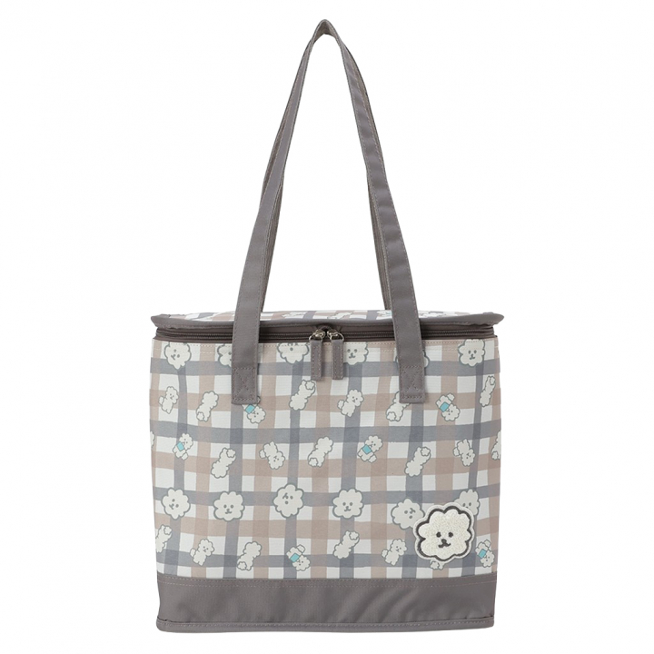  [mama fiore マーマフィオーレ] Picoteeシリーズ ピコティ BOX型 保温 保冷 トートバッグ 4WH6 保冷バッグ ボックス型 もふもふ 犬 チェック柄 かわいい レジャー レディース ブラウン