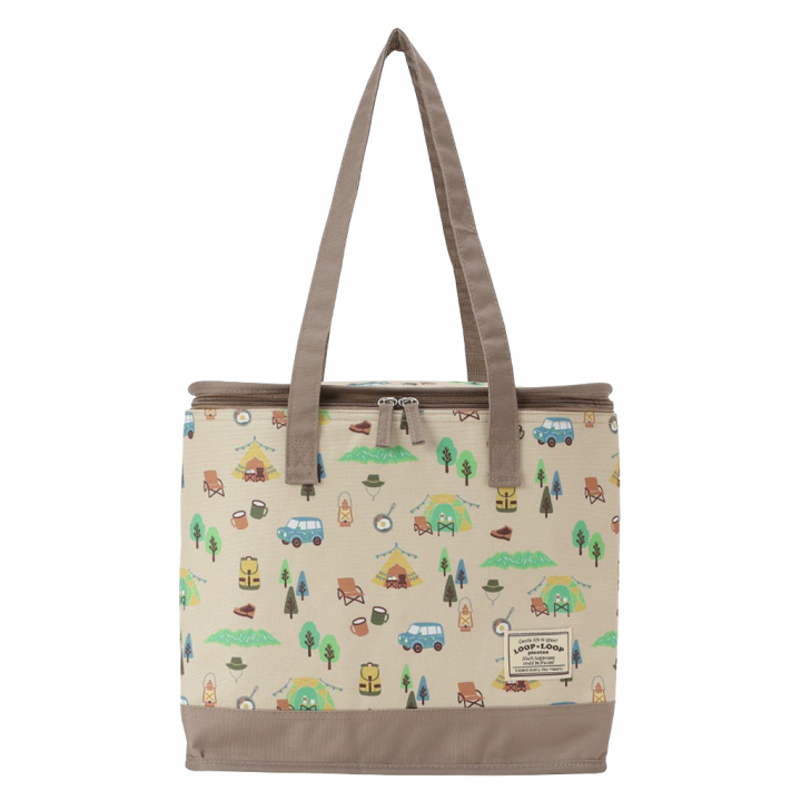  [mama fiore マーマフィオーレ] Picoteeシリーズ ピコティ BOX型 保温 保冷 トートバッグ 4WJ1 保冷バッグ ボックス型 OUTDOOR柄 レジャー キャンプ 買物 レディース ベージュ