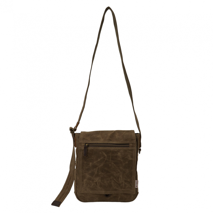 帆布工房 HUSKYII シリーズ 全３色 | B5対応 帆布ショルダーバッグ パラフィン加工 撥水 天然素材 帆布 キャンバス 旅行 通学 男女兼用 頑丈 はんぷこうぼうカーキ 3X25