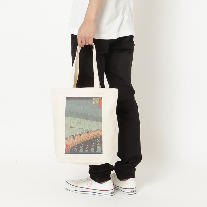 トートバッグ 9084 [Palette Pop パレットポップ] 浮世絵 錦絵 和風 名画 葛飾北斎 歌川広重 東洲斎写楽 一楽亭栄水 喜多川歌麿 楊洲周延 A4 帆布 男女兼用 メンズ レディース エコバッグ 買い物バッグ M 名所江戸百景大はしあたけの夕立