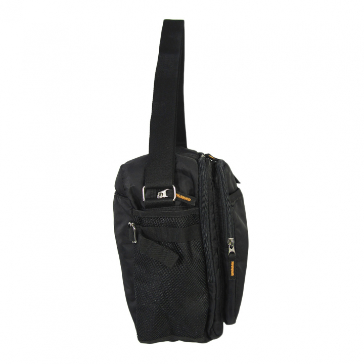 [A.O.T エーオーティー]  多機能 ショルダーバッグ ポケット 収納 便利 タウン カジュアル シンプル 無地 男女兼用 黒 ブラック 3830