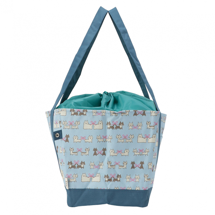 レジかごバッグ 4WG9 [mama fiore マーマフィオーレ] Picoteeシリーズ ピコティ 保温保冷 ねこ柄 ネコ柄 コンパクトレジカゴバッグ トートバッグ 買物 レディース グリーン