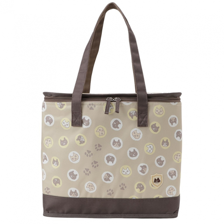  [mama fiore マーマフィオーレ] Picoteeシリーズ ピコティ BOX型 保温保冷トートバッグ 4WA1 | レジャー ネコ柄 猫 かわいい キャラクター 軽量 レディース トートバッグ 猫グッズ 便利 お買い物 ドット ベージュ