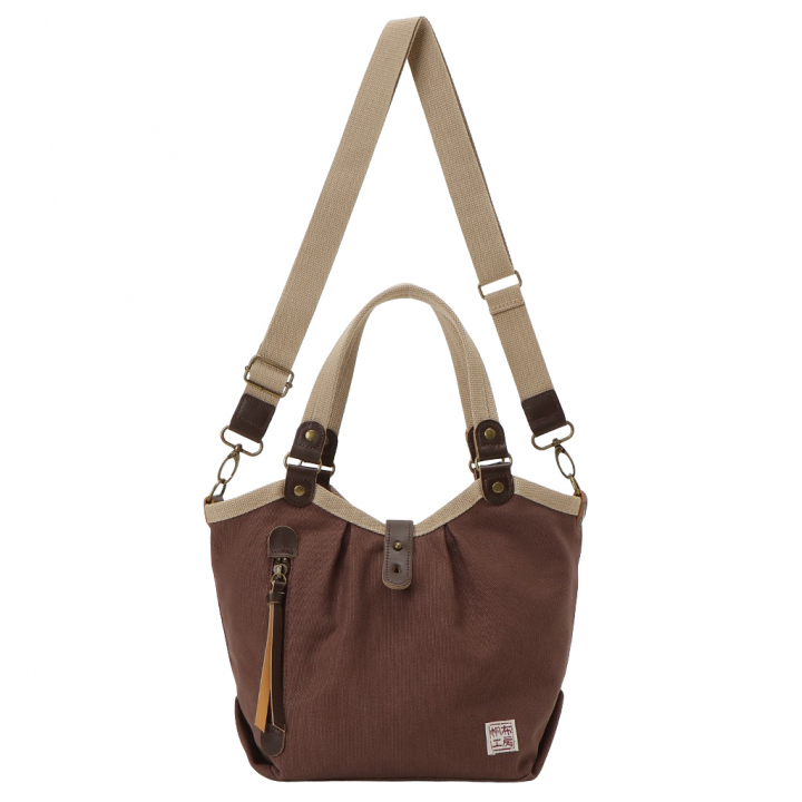 帆布工房 PEARIIシリーズ| バイカラー仕様 2WAY ハンドバッグ ショルダーバッグ 軽量 お弁当 天然素材 帆布 本革 底板付き ナチュラル カジュアル レディース はんぷこうぼう 3X40 