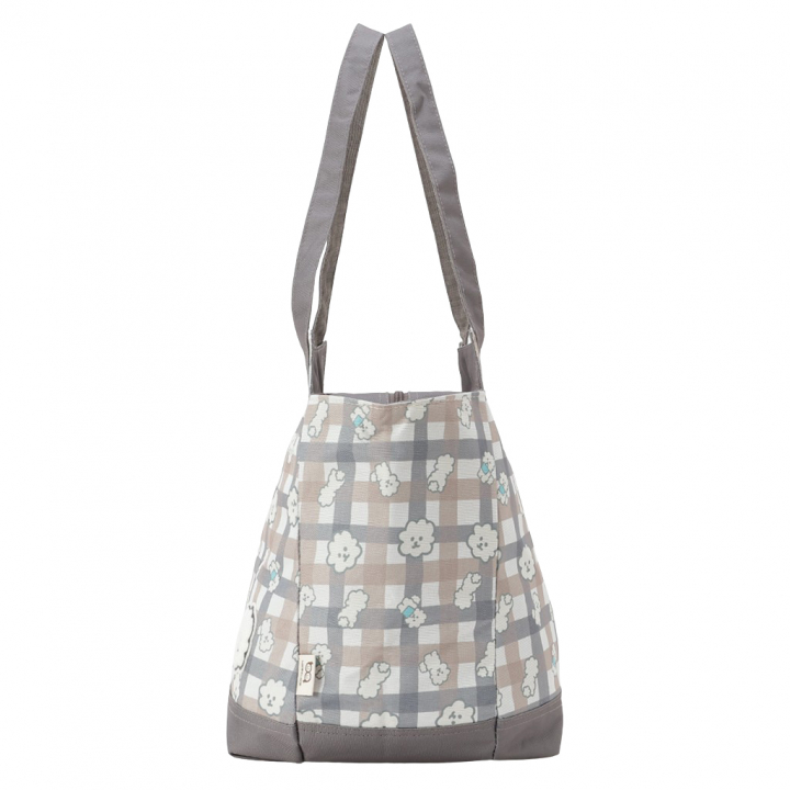 保冷バッグ トートバッグ 4WH8 [mama fiore マーマフィオーレ] Picoteeシリーズ ピコティ 保温保冷 もふもふ 犬 チェック柄 大容量 レジャー レディース ブラウン