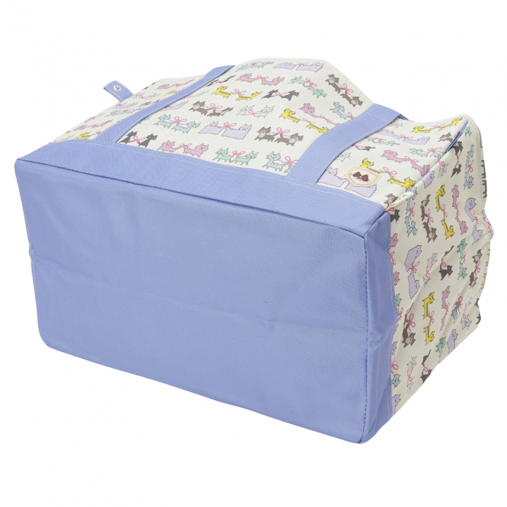 レジかごバッグ 4WG9 [mama fiore マーマフィオーレ] Picoteeシリーズ ピコティ 保温保冷 ねこ柄 ネコ柄 コンパクトレジカゴバッグ トートバッグ 買物 レディース ブルー