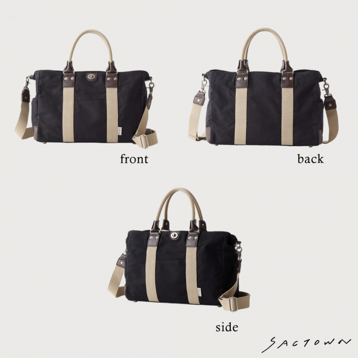 帆布工房 TRIPLINEシリーズ | ボストンバッグ (S) 帆布 キャンバス 本革 旅行カバン 旅行バッグ トラベルバッグ メンズ レディース ミニ ビンテージ A4対応 多機能 ブラック 3X82